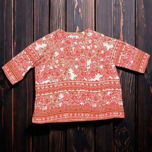 Violet + Claire Paisley Tunic Shirt Womens 2X Pink Chiffon Blouse Boho Pullover